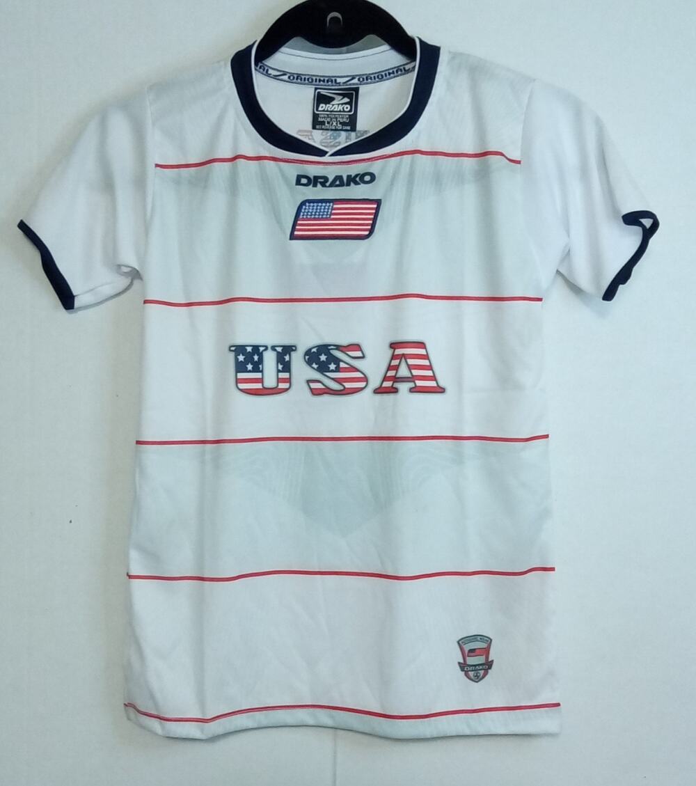 U.S.A. Drako Team Soccer Jersey White Kids X/XL